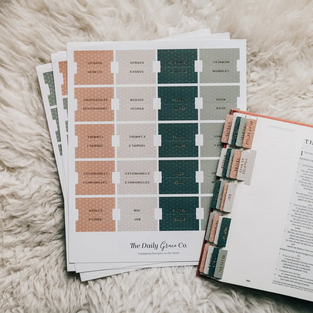 Crosses Bible Tabs on a soft background, showcasing scripture navigation stickers for easy Bible study.