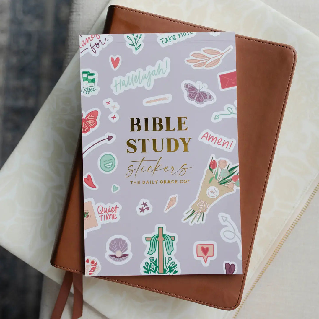 Bible Study Stickers featuring colorful designs and inspirational quotes for enhancing Bible study activities.