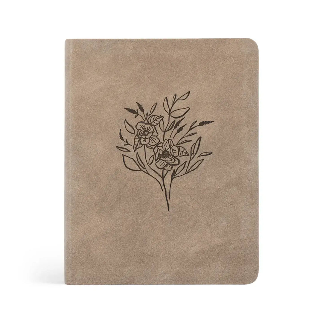 Marlo Notetaking Bible cover with floral design in a soft taupe color, inspired by nature and meditation.
