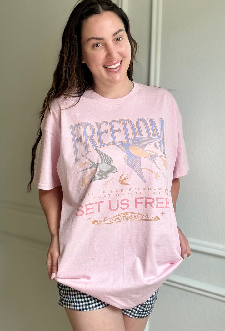 Set Us Free Oversized Graphic Tee