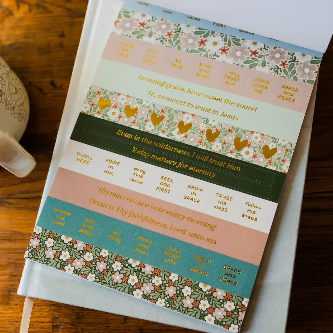 Give Me Jesus Bible Study Stickers featuring colorful designs and hand-lettered quotes for faith inspiration.