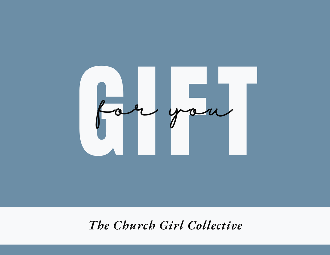 Stylish CGC gift card design featuring 'Gift for You' message by The Church Girl Collective.