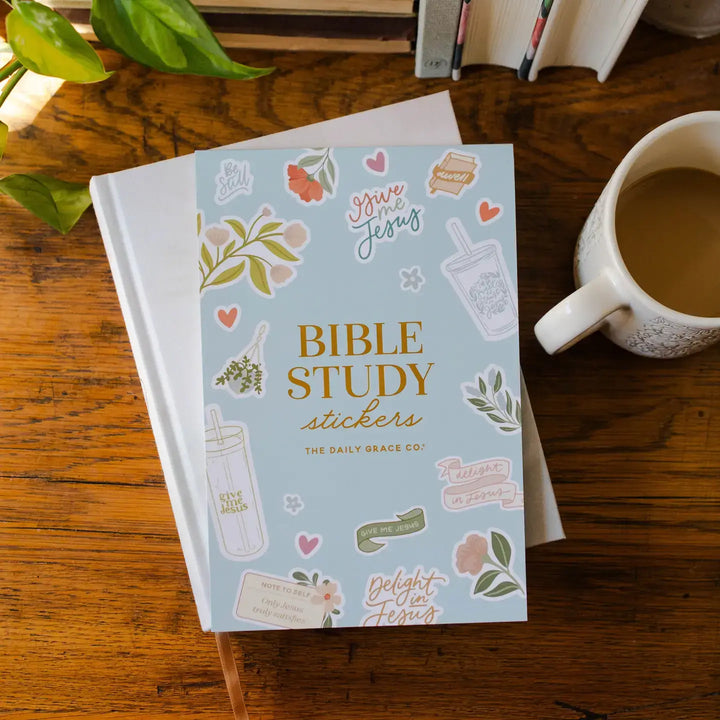 Give Me Jesus Bible Study Stickers on a planner with illustrations and quotes for inspiration in faith.