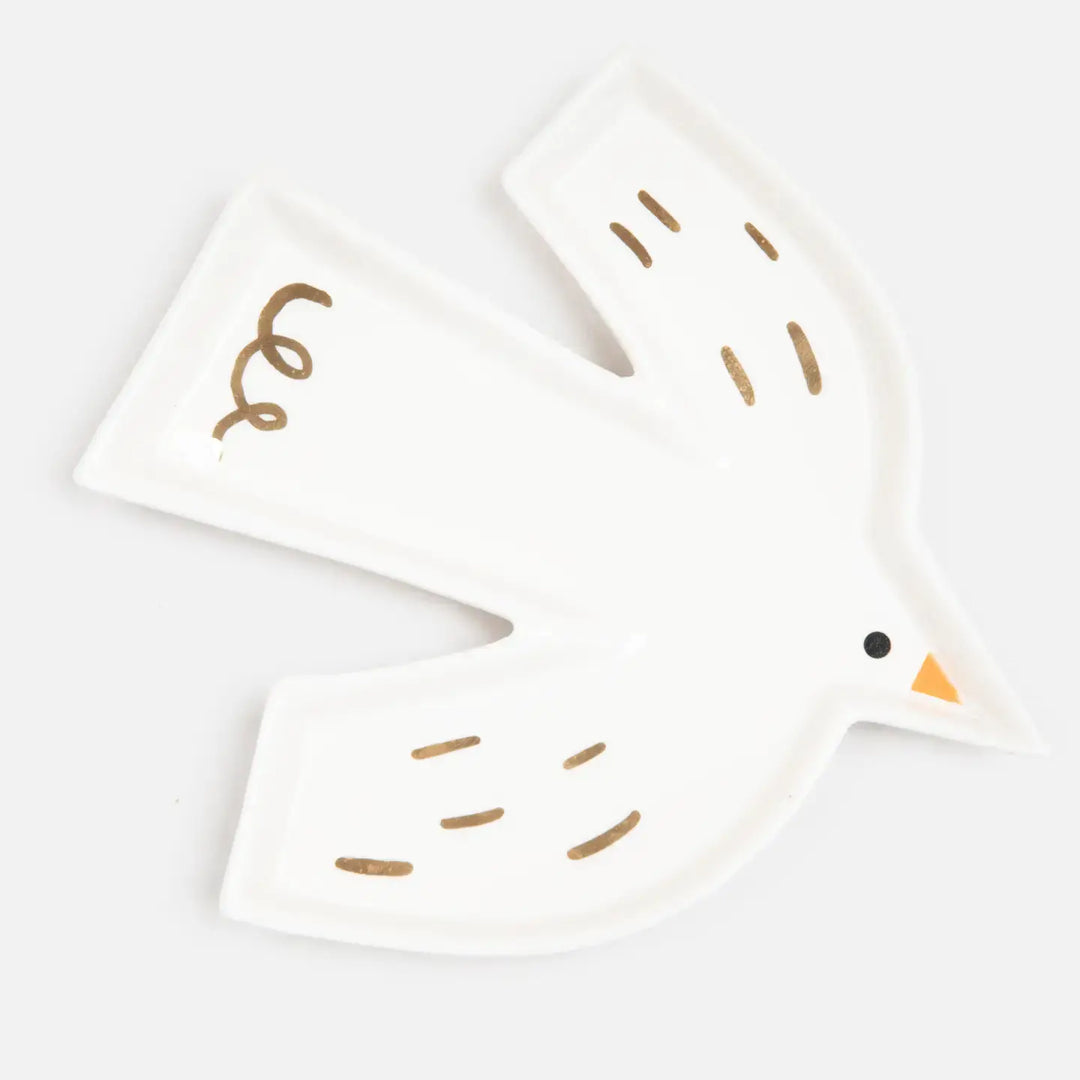 Holy Spirit trinket dish shaped like a dove, featuring gold accents for elegance and spiritual inspiration.