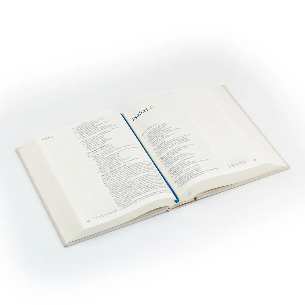 Open view of the Roses and Vines Notetaking Bible showcasing the Psalms pages and elegant layout.