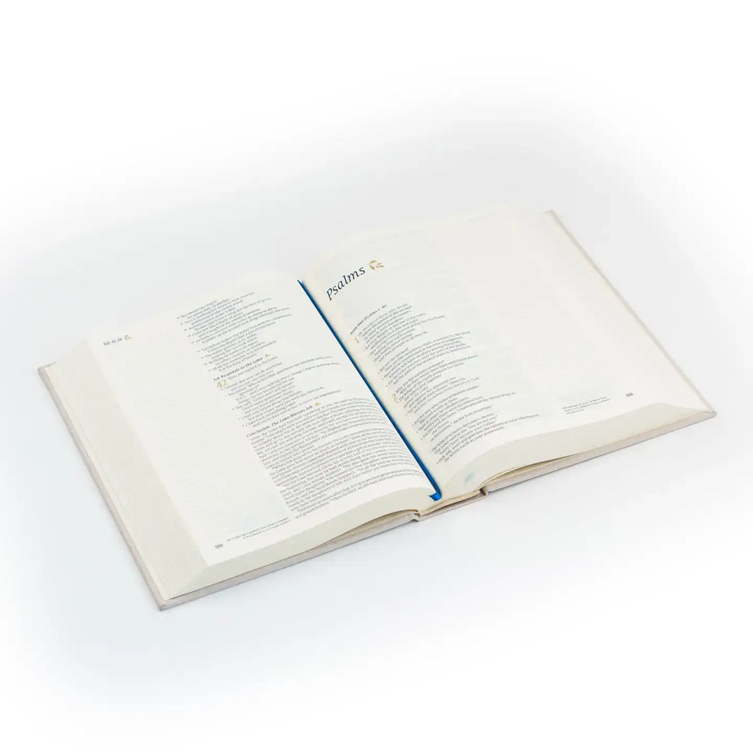 Open view of the Roses and Vines Notetaking Bible showcasing the Psalms pages and elegant layout.