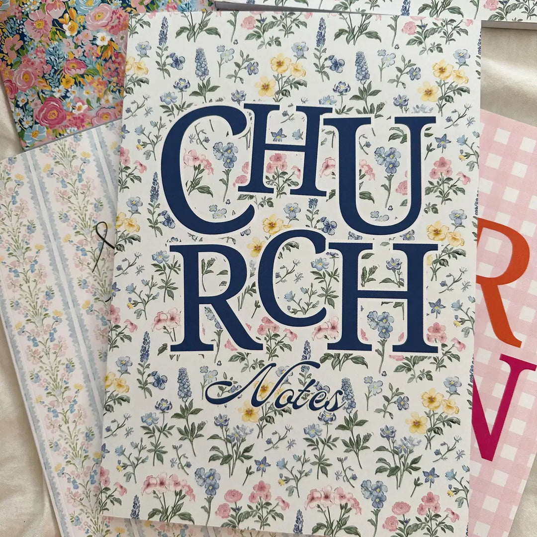 Serenity Notes Journal with floral design and 'CHURCH Notes' title for spiritual reflections and prayers.